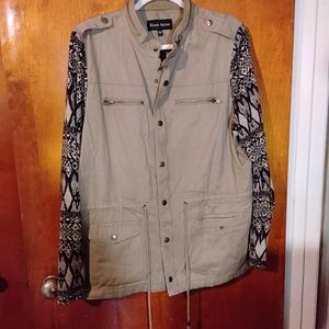 Black Rainn Beige and Patterned Men's Field Jacket